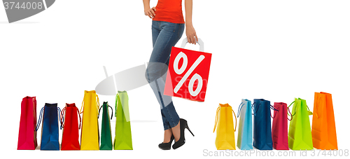 Image of close up of woman with shopping bag