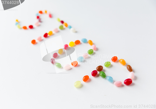 Image of close up of jelly beans candies on table