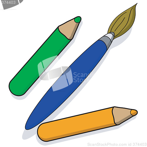 Image of Paintbrush and pencils