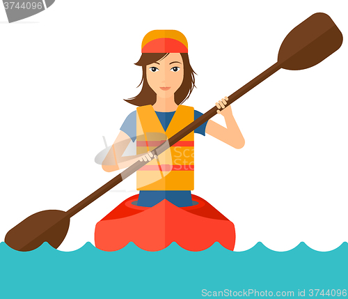 Image of Woman riding in canoe.