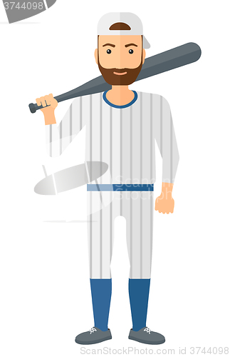 Image of Baseball player standing with bat.