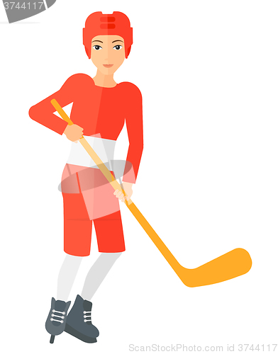 Image of Ice-hockey player with stick.