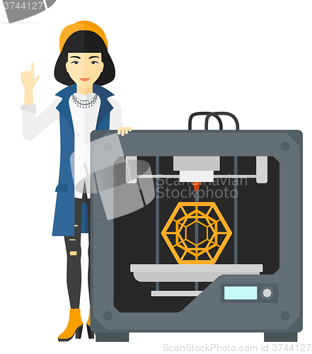 Image of Woman with three D printer.