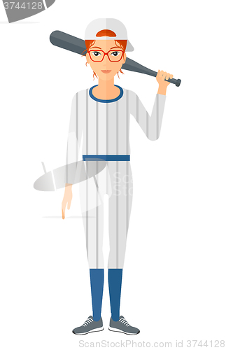 Image of Baseball player standing with bat.
