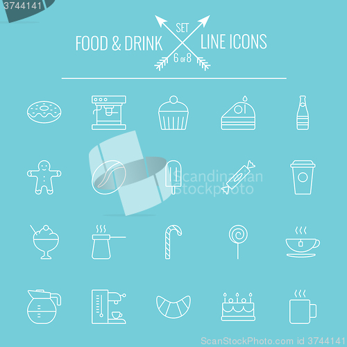 Image of Food and drink icon set.