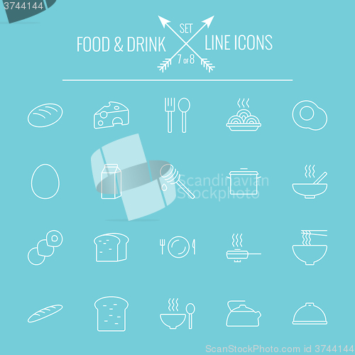 Image of Food and drink icon set.