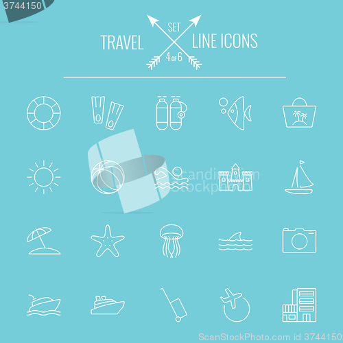 Image of Travel and holiday icon set.