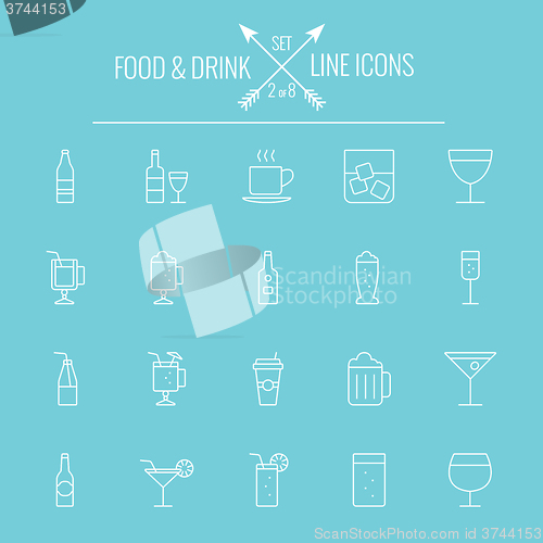 Image of Food and drink icon set.