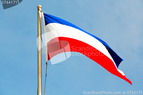 Image of french waving flag in the blue sky  france   and wave