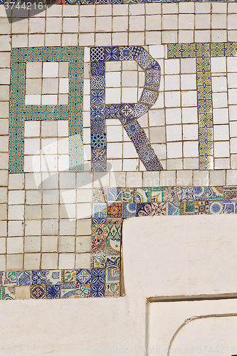 Image of line in morocco africa old tile and colorated floor ceramic abst