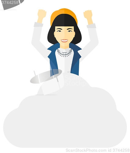 Image of Woman sitting on cloud.