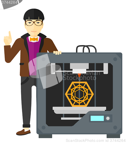 Image of Man with three D printer.