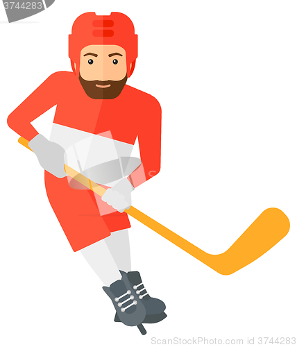 Image of Ice-hockey player with stick.