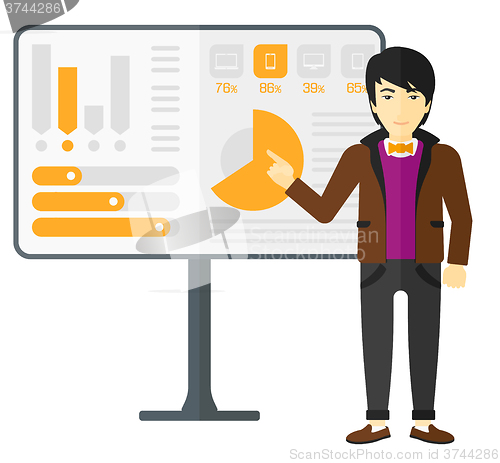 Image of Man presenting report.