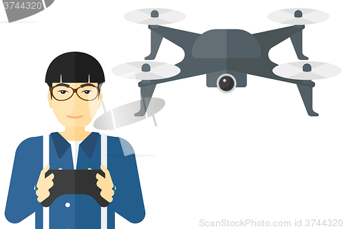 Image of Man flying drone.