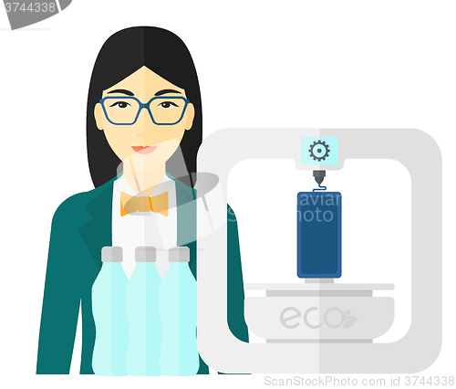 Image of Woman with three D printer.