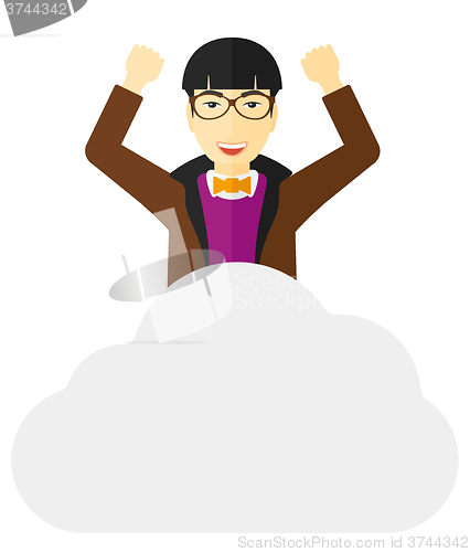 Image of Man sitting on cloud.