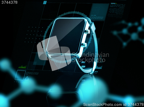 Image of close up of black smart watch