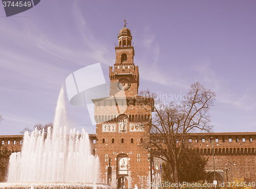 Image of Retro looking Castello Sforzesco Milan