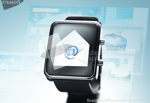 Image of close up of black smart watch