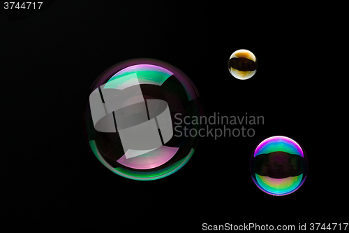 Image of Soap Bubbles On A Black Background
