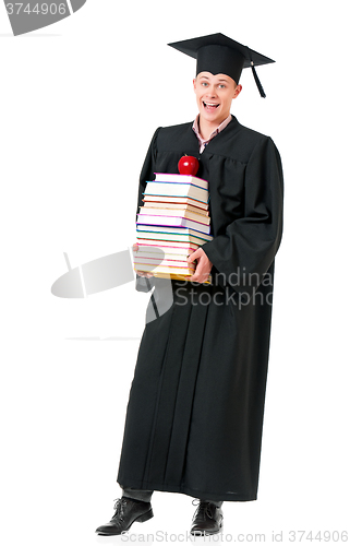 Image of Graduate student in mantle with books