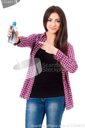 Image of Beautiful teen girl with bottle of water 