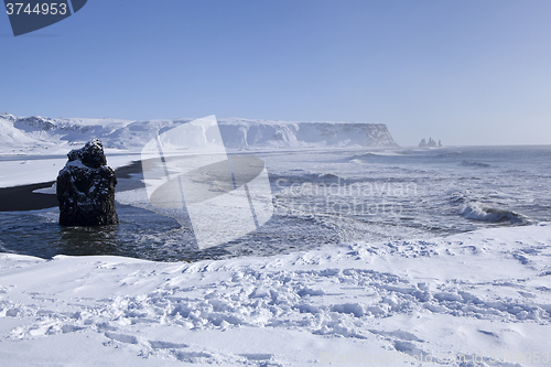 Image of Wide lens capture of the panorama near Vik, Iceland