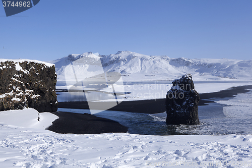 Image of Wide lens capture of the panorama near Vik, Iceland