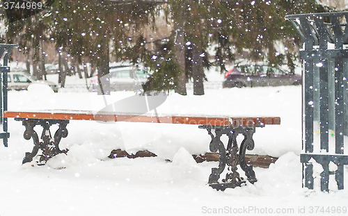 Image of bench in winter park