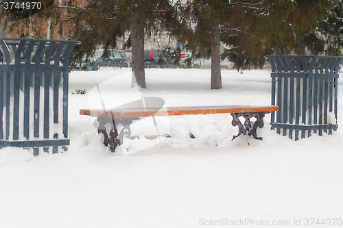 Image of bench in winter park