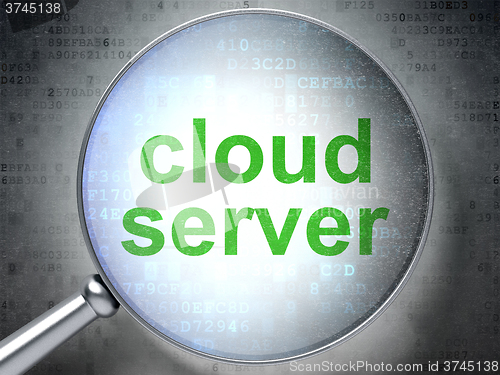 Image of Cloud computing concept: Cloud Server with optical glass