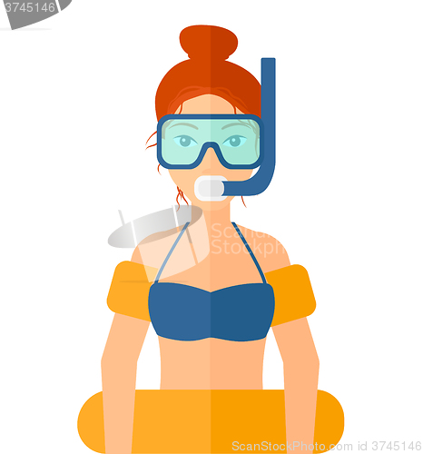 Image of Woman with swimming equipment.