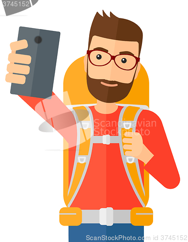 Image of Man making selfie.