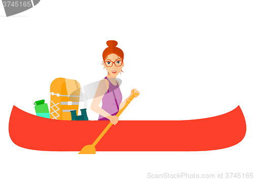 Image of Woman riding in canoe.