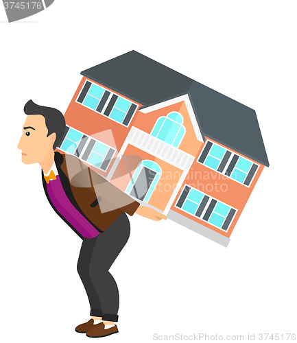 Image of Man carrying house.