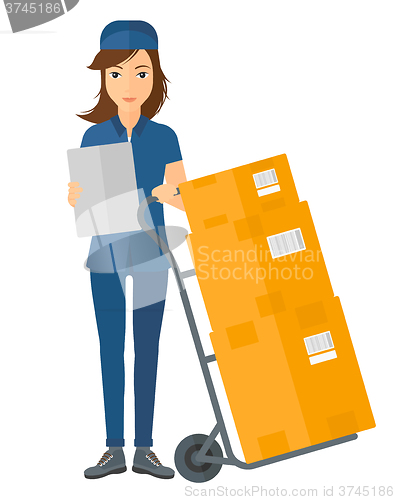 Image of Woman delivering boxes.