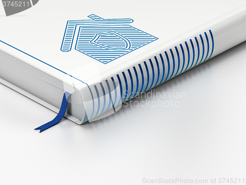 Image of Business concept: closed book, Home on white background