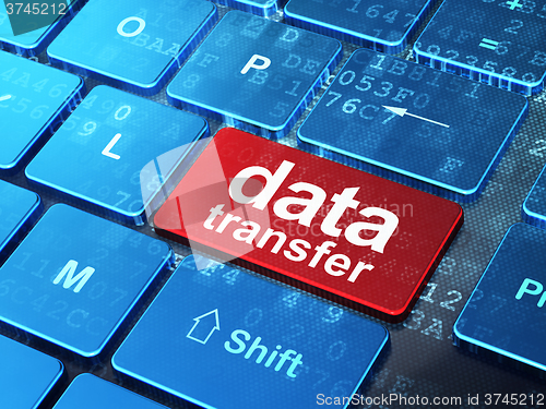 Image of Information concept: Data Transfer on computer keyboard background