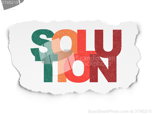 Image of Business concept: Solution on Torn Paper background