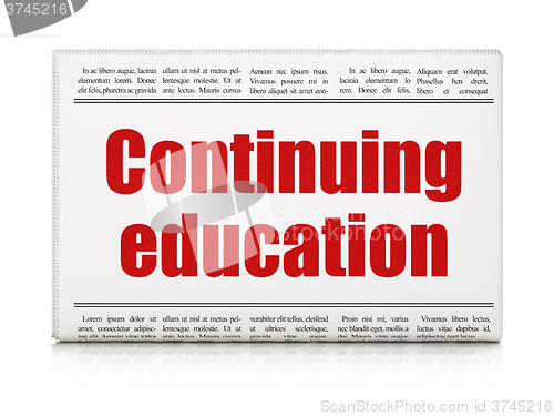 Image of Education concept: newspaper headline Continuing Education