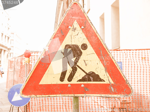 Image of  Roadworks sign vintage