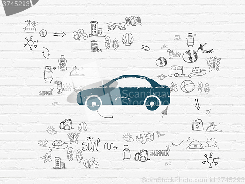Image of Vacation concept: Car on wall background
