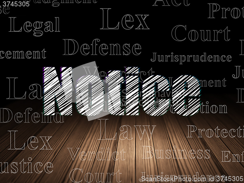Image of Law concept: Notice in grunge dark room