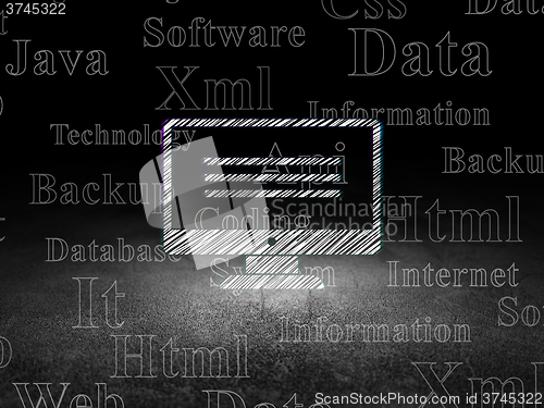 Image of Programming concept: Monitor in grunge dark room