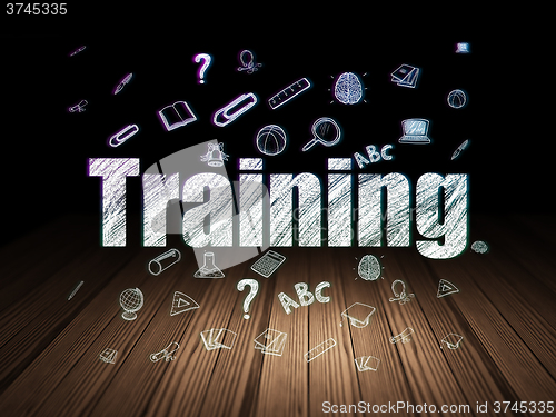 Image of Studying concept: Training in grunge dark room