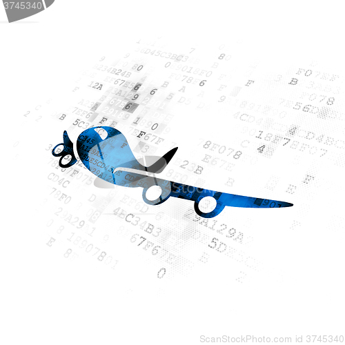 Image of Tourism concept: Airplane on Digital background
