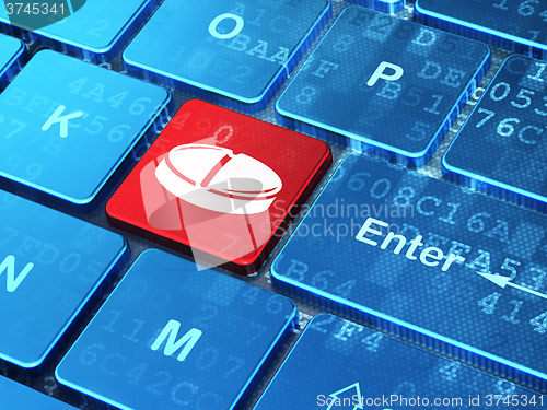 Image of Medicine concept: Pill on computer keyboard background