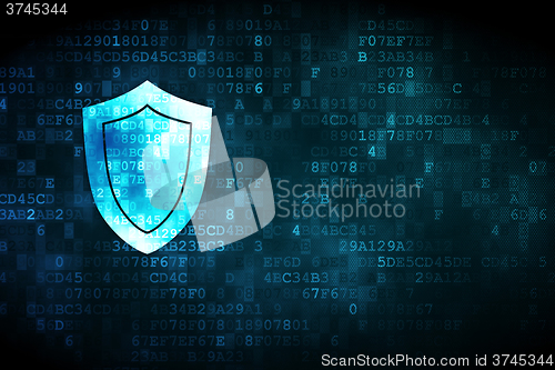 Image of Privacy concept: Shield on digital background