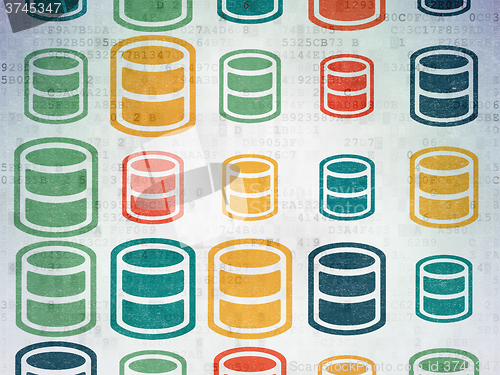 Image of Database concept: Database icons on Digital Paper background